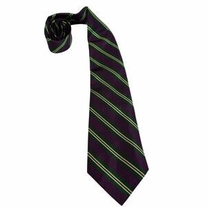 VTG Ralph Lauren 100% silk tie.  Purple with green, cream stripes. career
